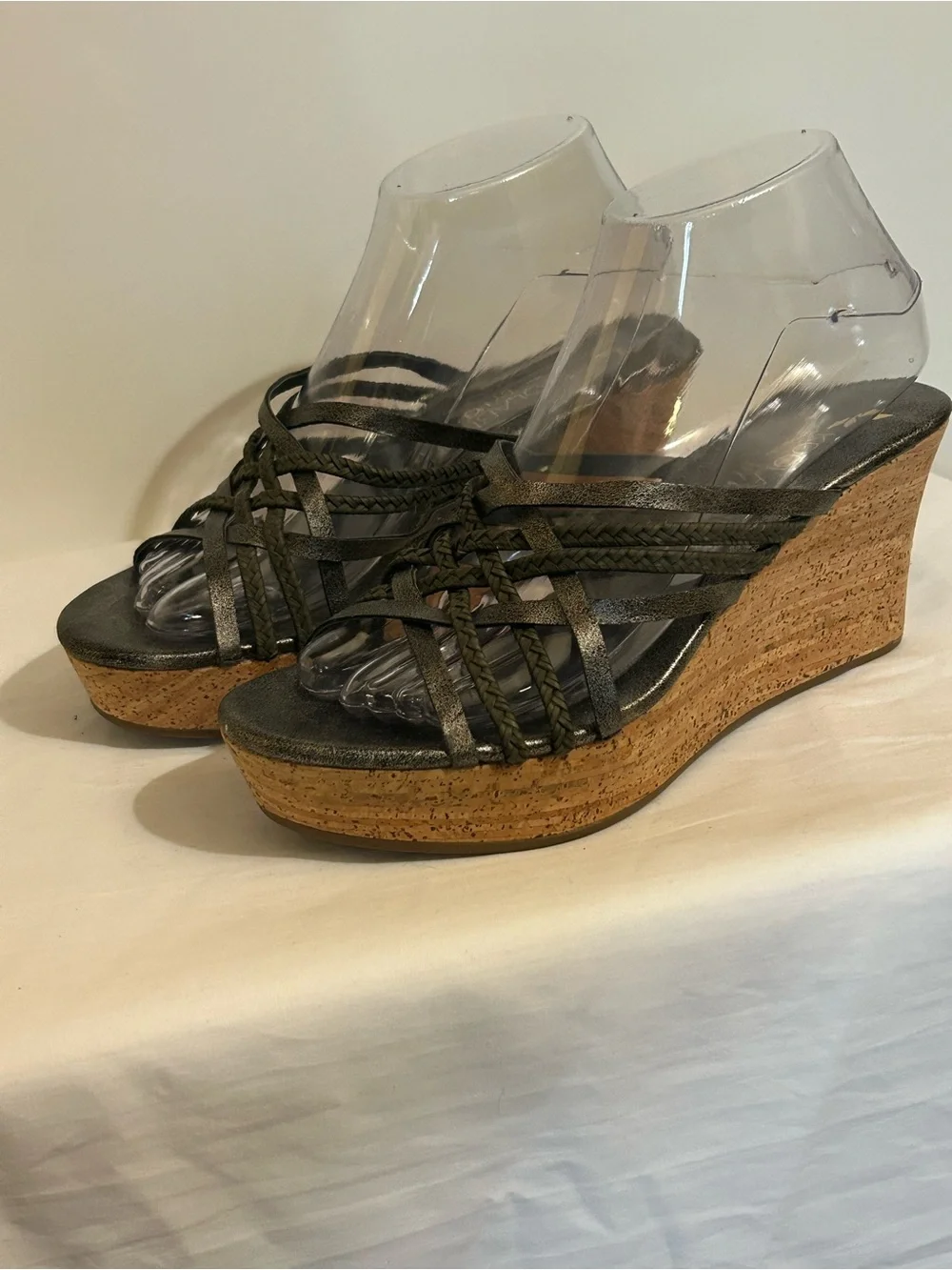 UGG Koolaburra Metallic leather strap Cork Wedges in size 8
